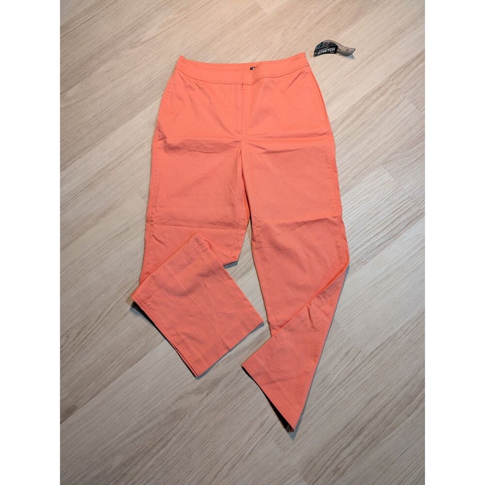 Kasper Petite Coral Straight Leg Pants Size 6P 98% Cotton Stretch NWT